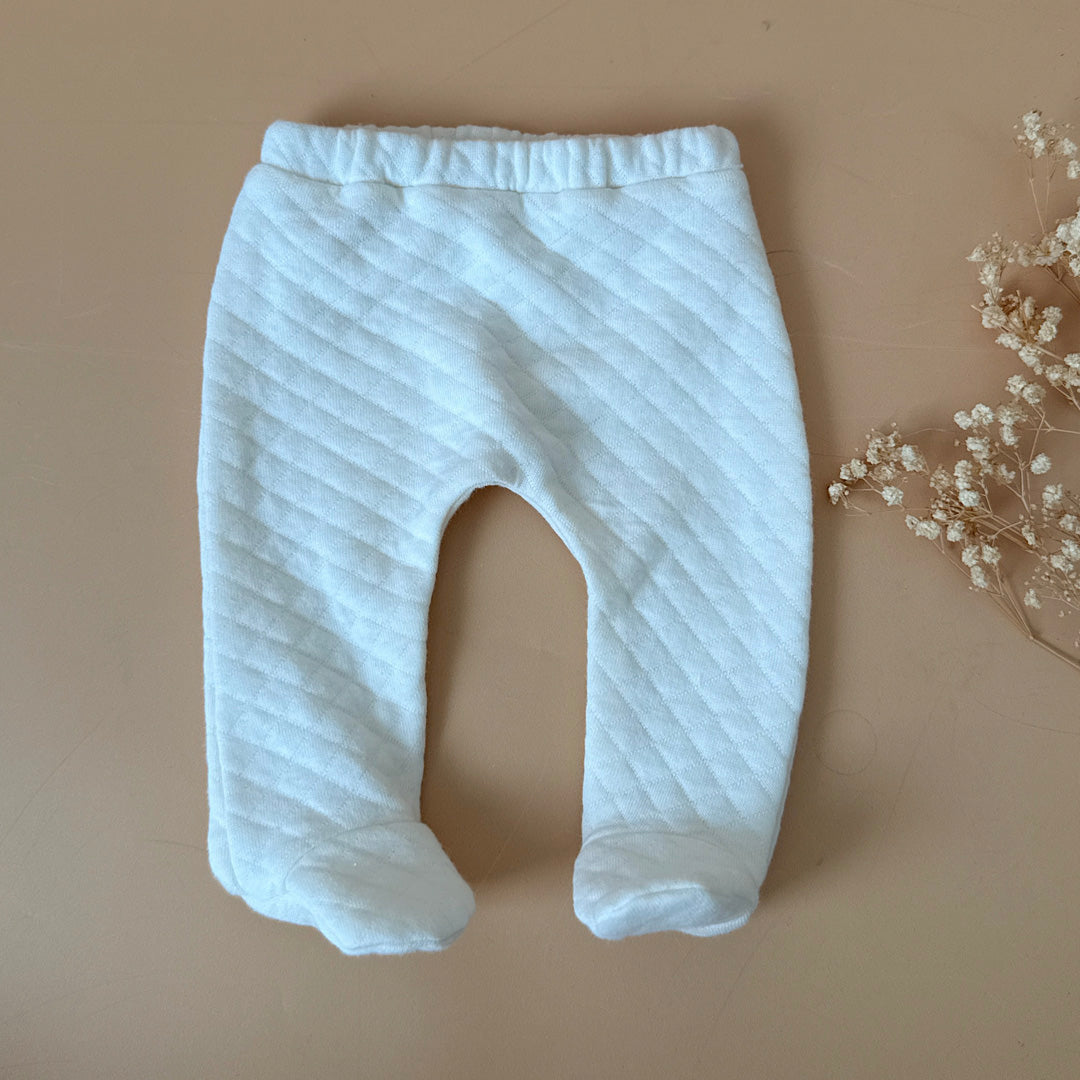 Ensemble de naissance en maille écrue matelassée - Brassière + pantalon