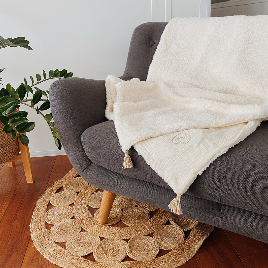 couverture XXL 100% fait main écru