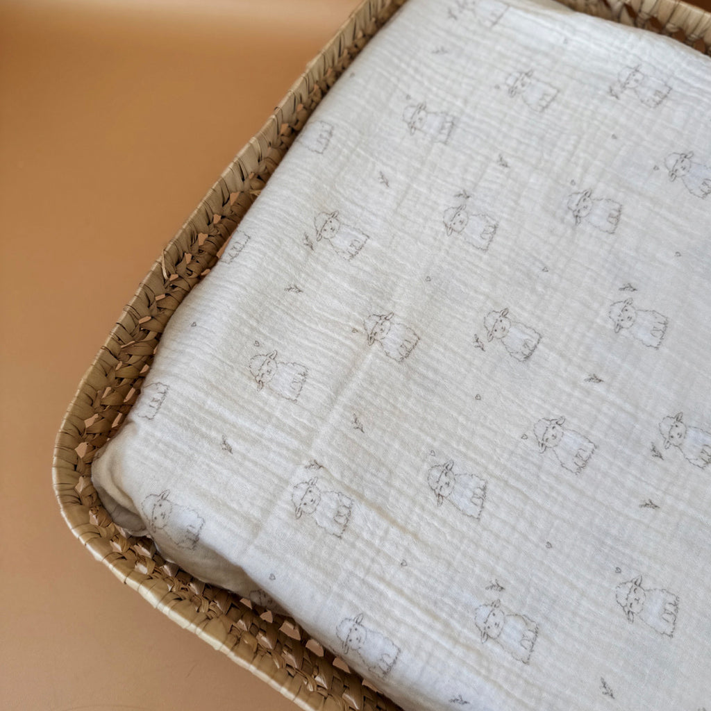 Maxi lange en gaze de coton - Motif Petits Moutons