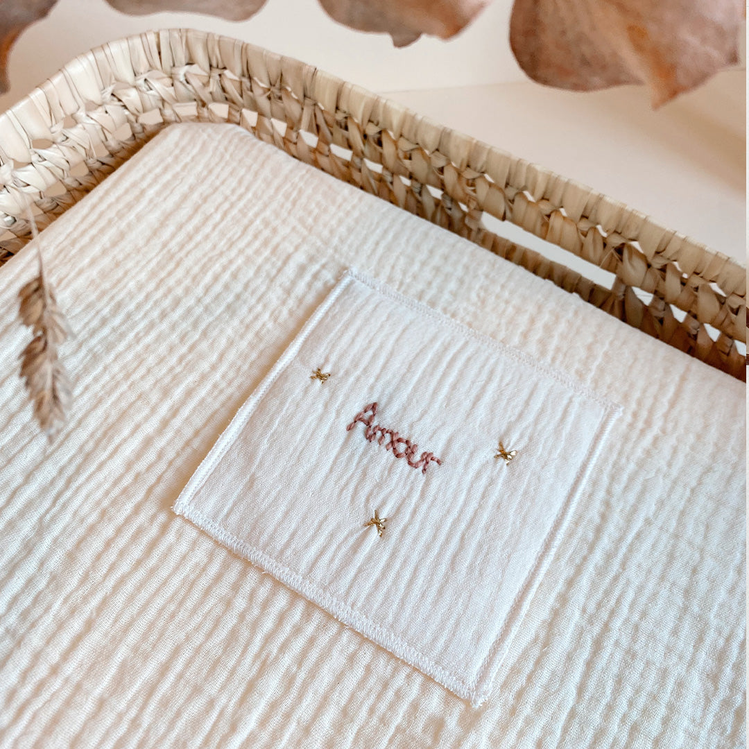 Lange - couverture d'été personnalisable écrue - broderie couleur