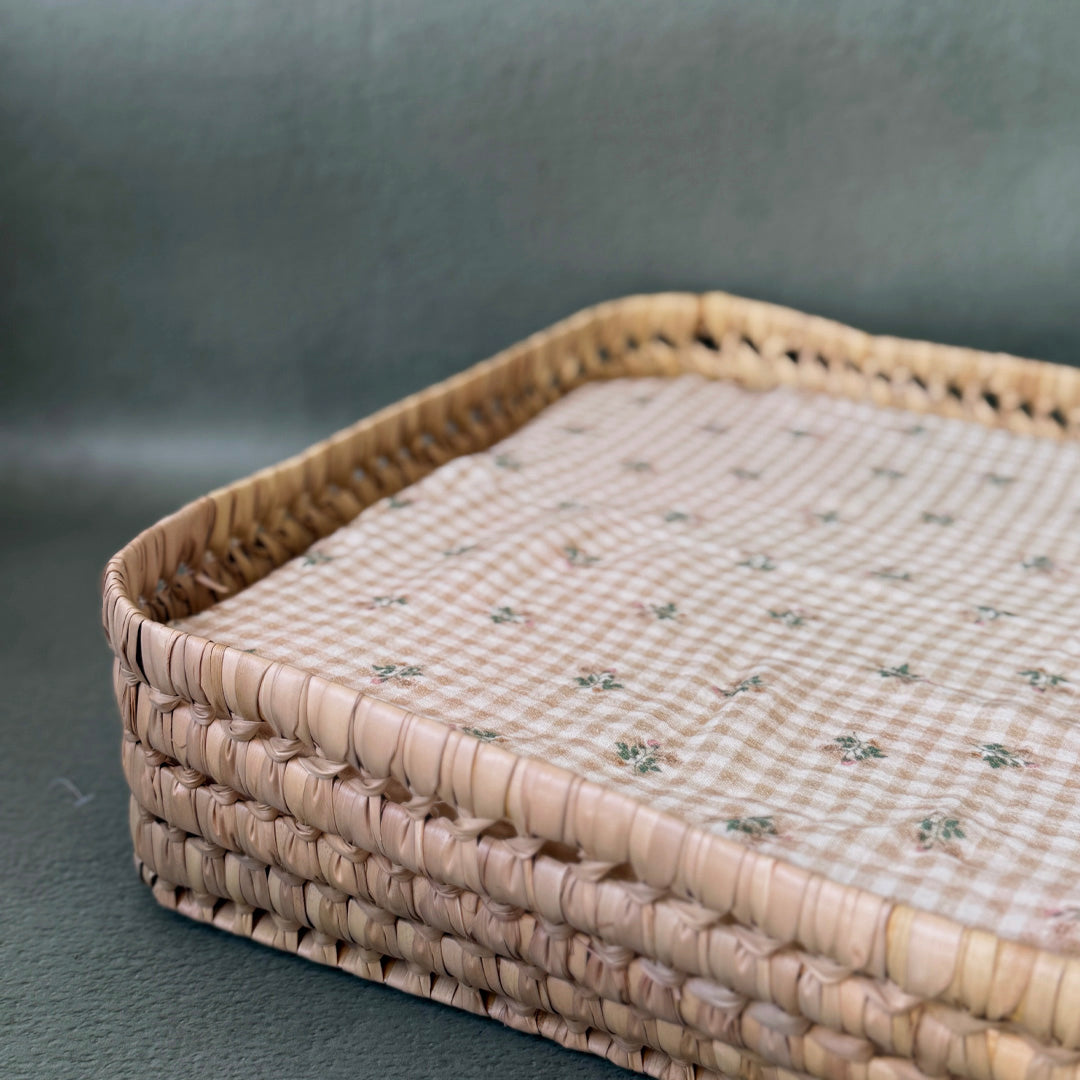 Maxi lange en gaze de coton - Motif Carreaux fleuris