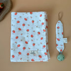 Maxi-lange en gaze de coton - Motif fraises cerises