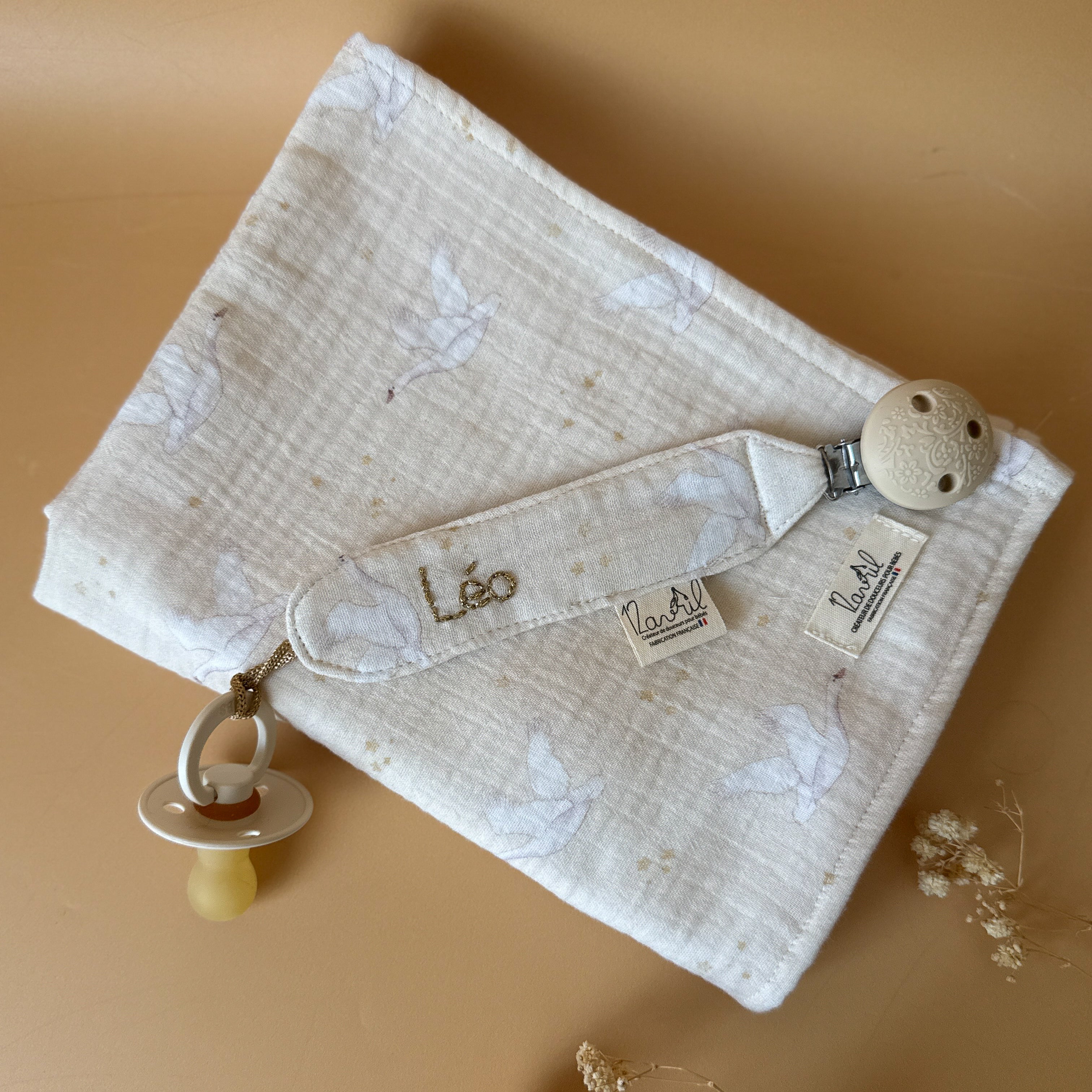 Maxi-lange en gaze de coton - Motif Oies Blanches