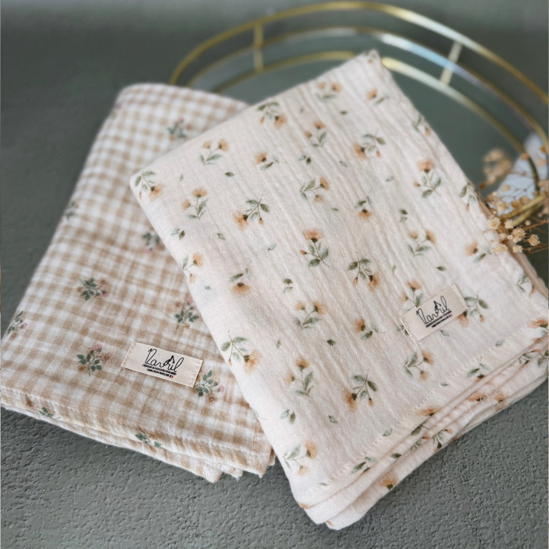 Maxi lange en gaze de coton -  Motif Fleuri vintage