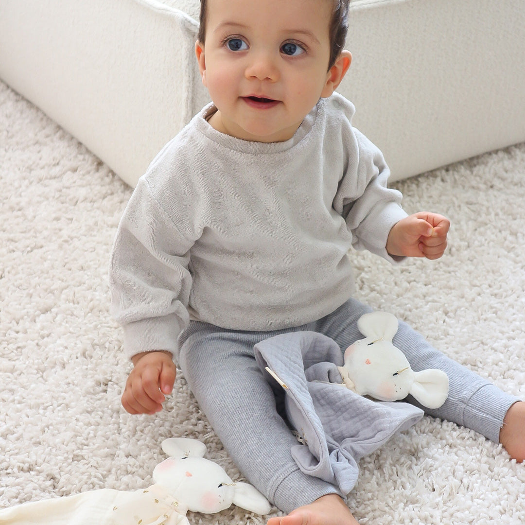 Doudou Léo le Souriceau - Doudou personnalisable 100% fait main - Gaze de coton