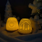 Photophore en Céramique avec Bougie LED – La Petite Crèche de Noël Lumineuse