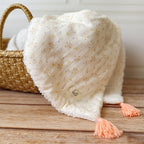 Couverture demie saison Sherpa - Motif Fleurs des champs - Choix des pompons