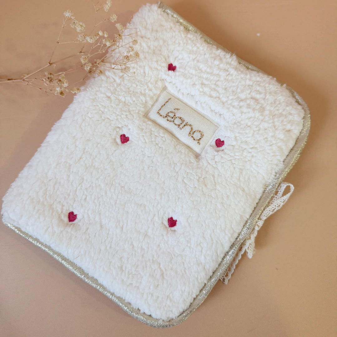 Mon protège carnet de santé - Sherpa brodé Coeur Rose 💖