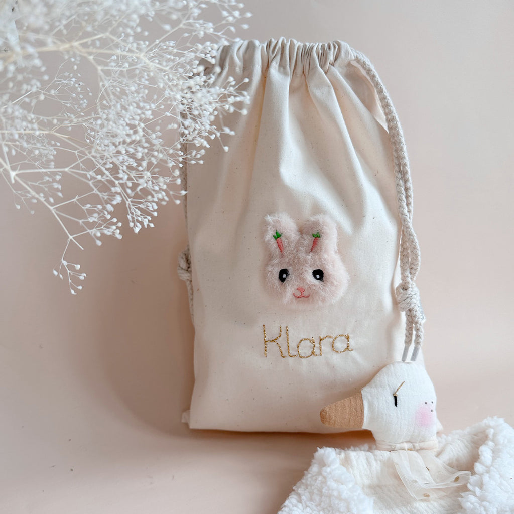Pochon de naissance Lapin Fourrure Rosé
