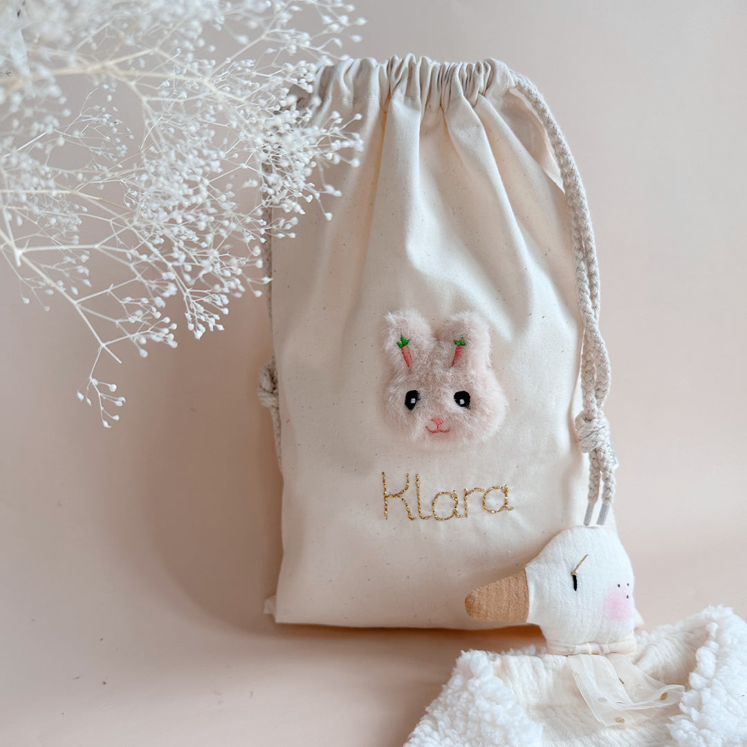 Pochon de naissance Lapin Fourrure Rosé