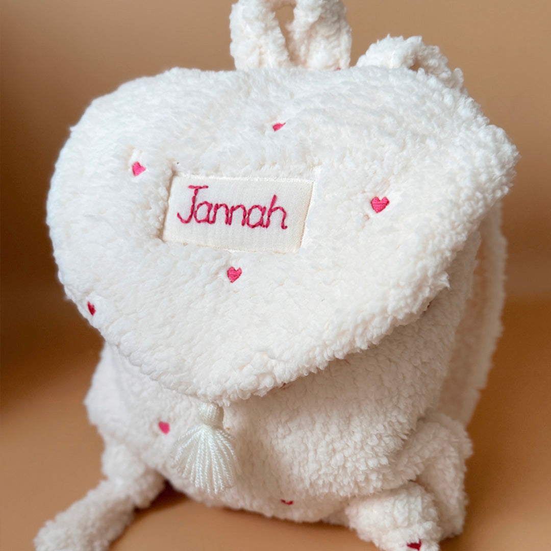 Mon premier sac à dos - Sherpa brodé Coeur Rose 💖