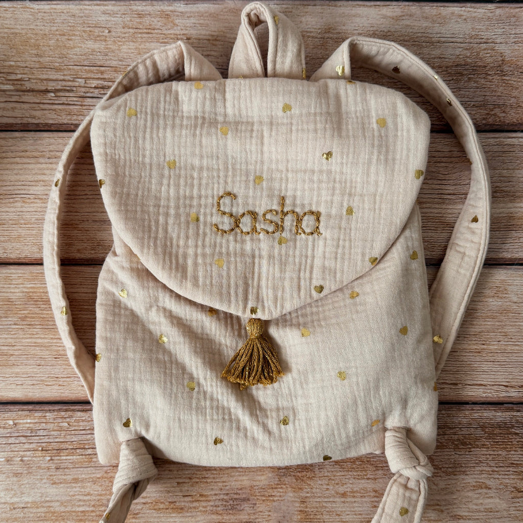Mon premier sac à dos - Motif Coeurs dorés
