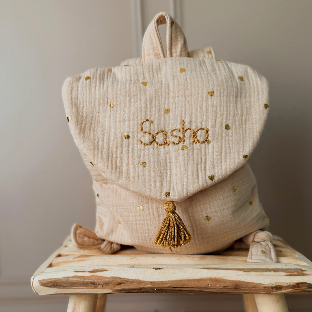 Mon premier sac à dos - Motif Coeurs dorés