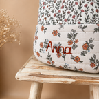 Sac à dos maternelle prénom personnalisé – Matelassé motif Fleuri