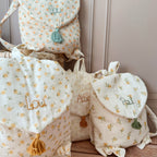sac à dos en gaze de coton motif d'été, peroonnalisé a prénom de votre choux, 12avril