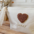 Trousse de toilette coeur personnalisable NOISETTE - Grand format