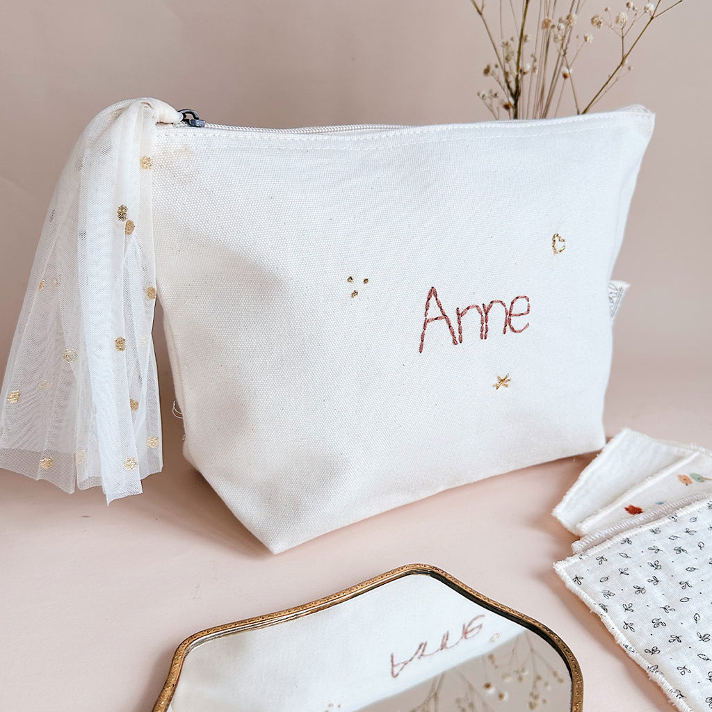Ma trousse de toilette personnalisable + symboles dorés