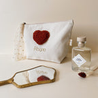 Trousse de toilette coeur personnalisable TERRACOTTA - Grand format