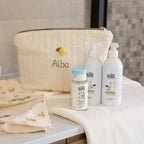Trousse de toilette matelassée écrue personnalisée - Citron - Made in France