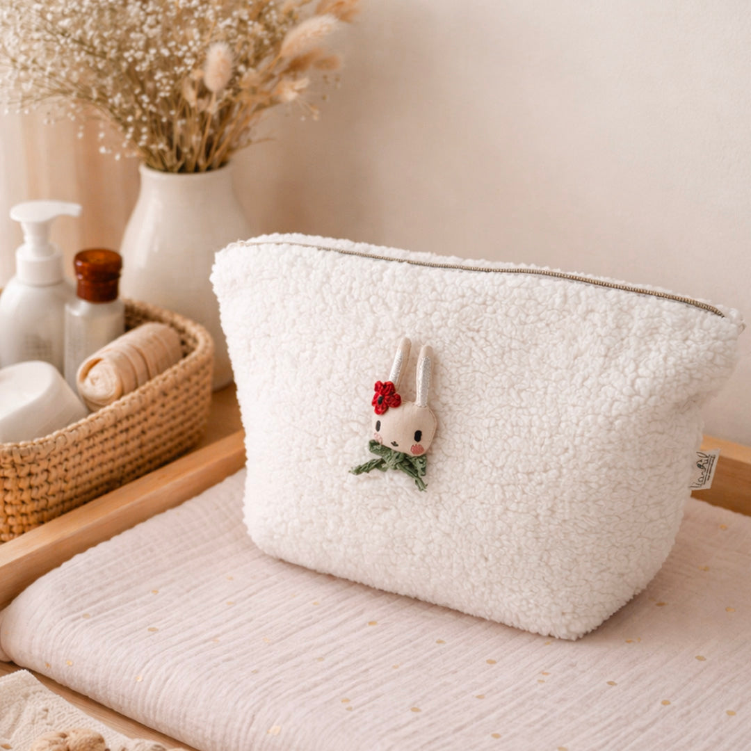 Trousse de toilette Sherpa Écru - Motifs au choix