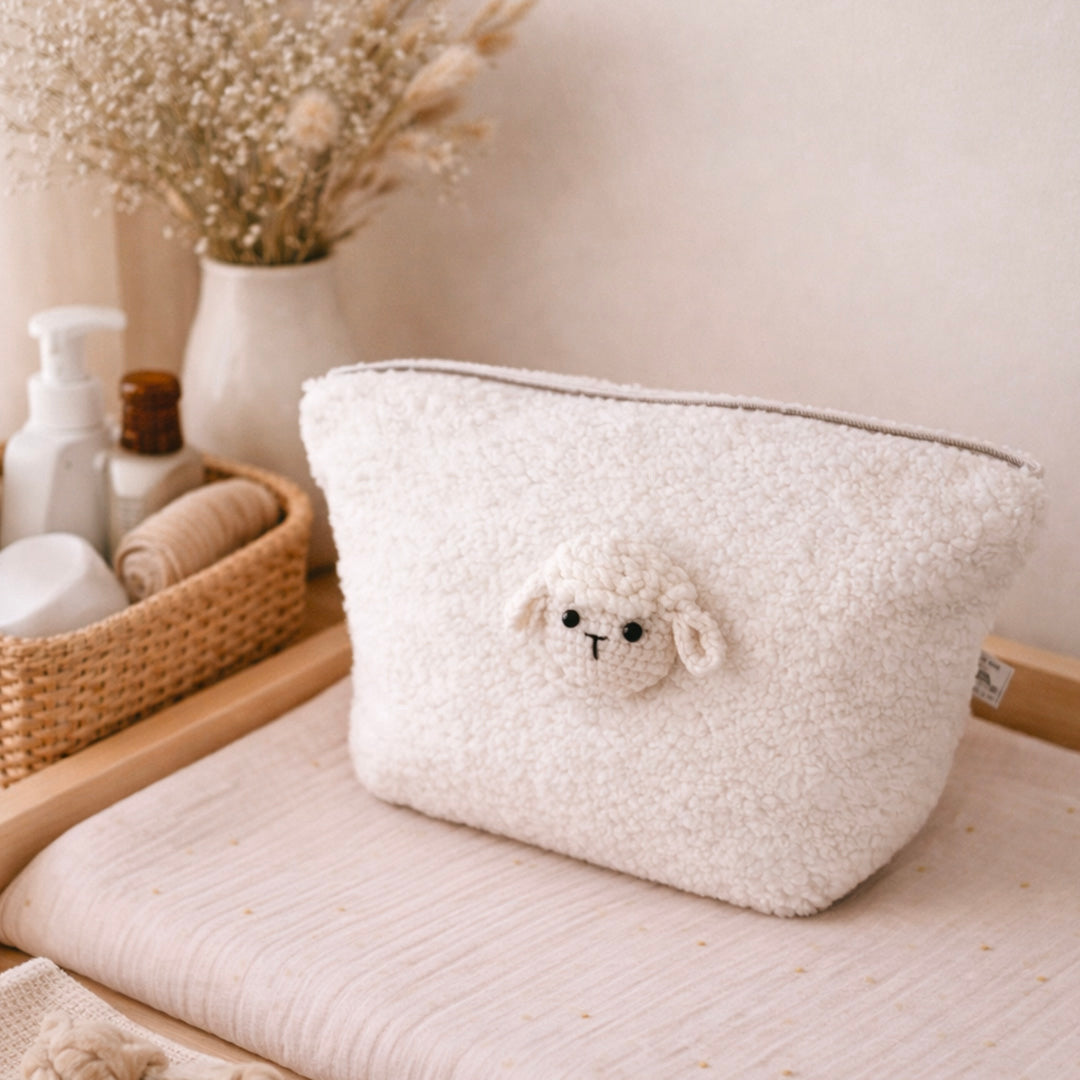 Trousse de toilette Sherpa Écru - Motifs au choix