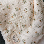Couverture demie saison - Motif Fleuri vintage - Sherpa écru