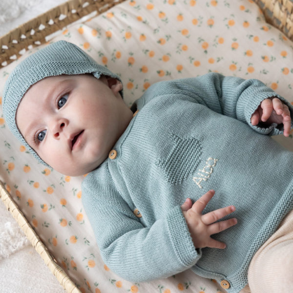 Trousseau de naissance personnalisé 3 pièces : le trio indispensable pour la maternité - Maille tricotée 100% coton - Made in France