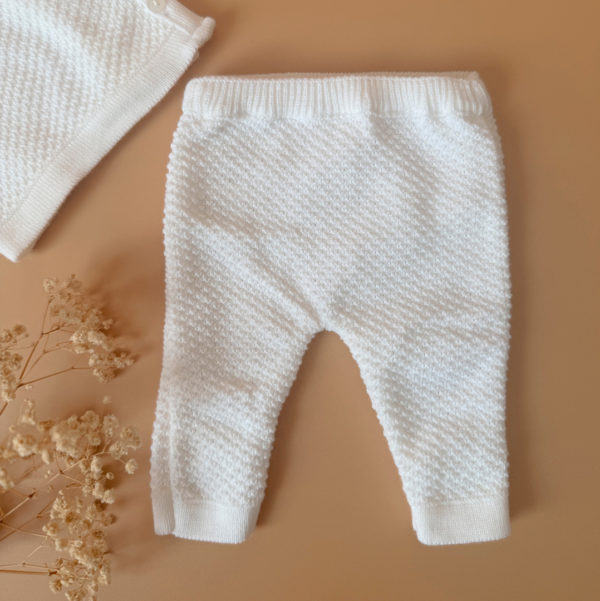 👶 Ensemble de naissance blanc en maille nid d'abeille – personnalisable