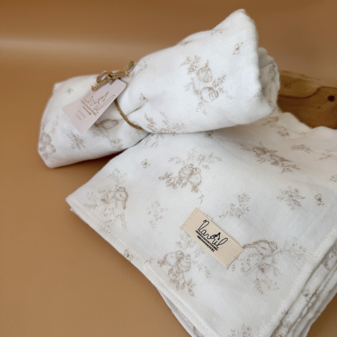 Maxi lange en gaze de coton – Motif Inséparables