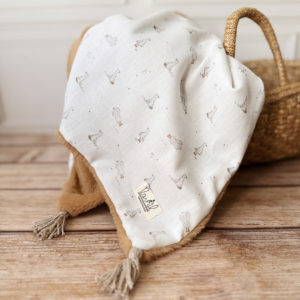 Couverture Chaude Fourrure biscuit - Motif Ma petite oie