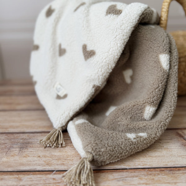 couverture en double sherpa coeur