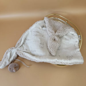 Doudou Lange Sherpa beige - Motif Petits Moutons