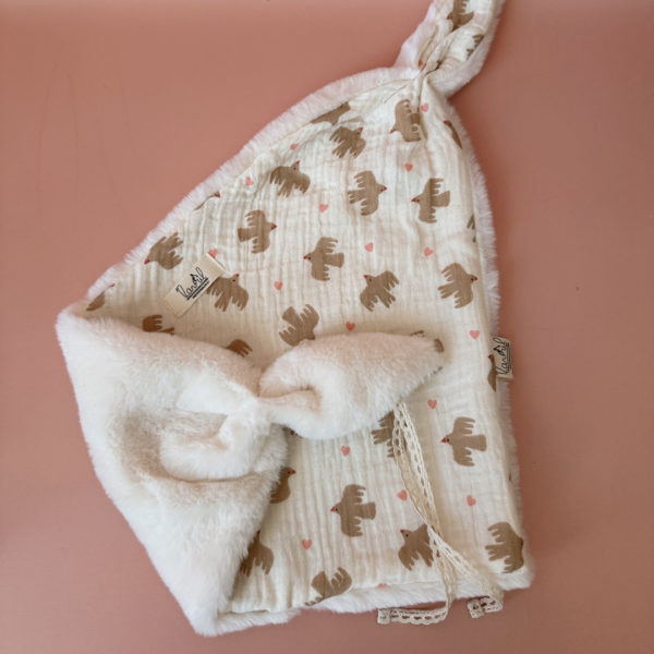 doudou lange motif oiseaux coeur rose 12avril 3