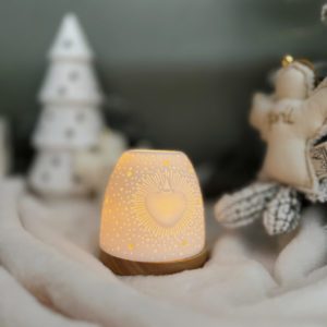 Photophore en Céramique avec Bougie LED – Cœur Ex-Voto Lumineux