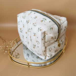 Trousse de toilette matelassée - Motif Fleuri vintage