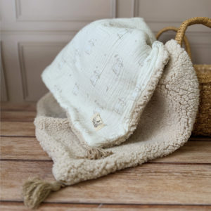 Couverture demie saison - Motif Petits Moutons - Sherpa Beige