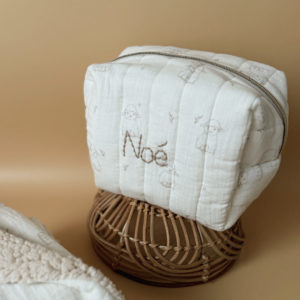 Trousse de toilette matelassée - Motif Petits Moutons
