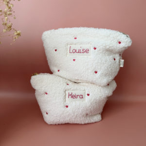 Trousse de toilette sherpa Sherpa brodé Coeur Rose 💖